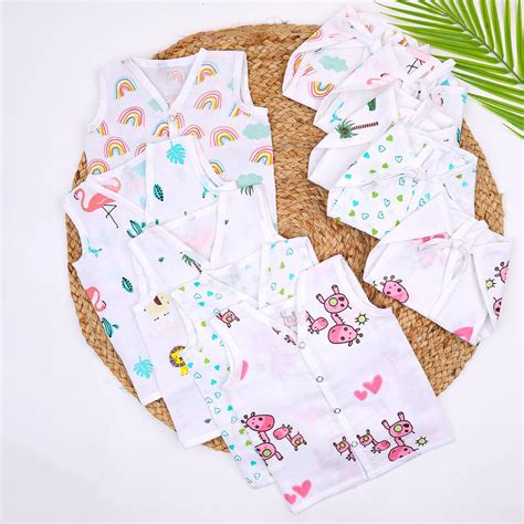 MOM'S HOME Baby Organic Cotton Muslin Jhabla & Nappy Set | Unisex | 0–3 ...