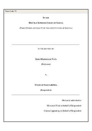 Compendium - TEAM CODE - 16 JUSTICE G. KAMAT MEMORIAL NATIONAL MOOT ...