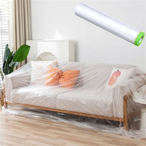 Plastic Drop Cloth, Plastic Sheet, Pre-Taped Masking Film 65.6ft ...