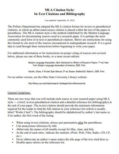 Image result for MLA Style Manual MLA Citation Examples