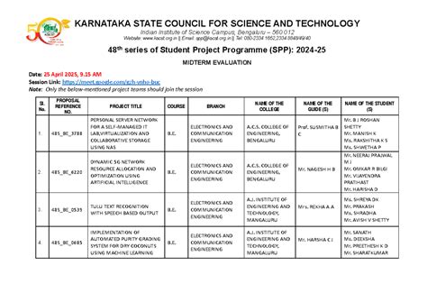 48S SPP Midterm Evaluation: Project Presentations on 25 April 2025 ...