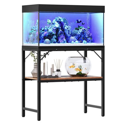 17 Stories Rustic Brown 30 Gallon Aquarium Stand With 2-Tier Storage ...