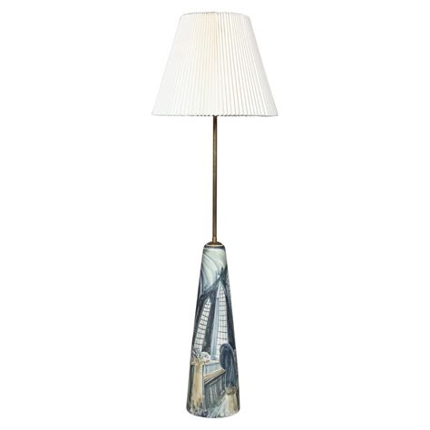 1960s Hand Painted Ceramic Base Floor Lamp by Rigmor Nielsen at 1stDibs