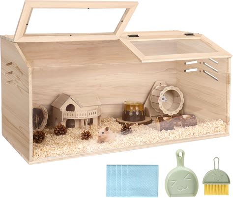 Snowtaros Wooden Hamster Cage, Large Hamster Cages and Habitats ...