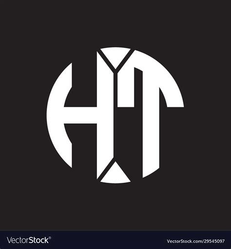 Ht logo monogram with piece circle ribbon style Vector Image