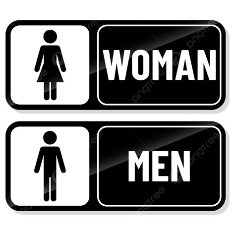 Men And Woman Gender Toilet Sign In Black White Color Vector, Man And ...