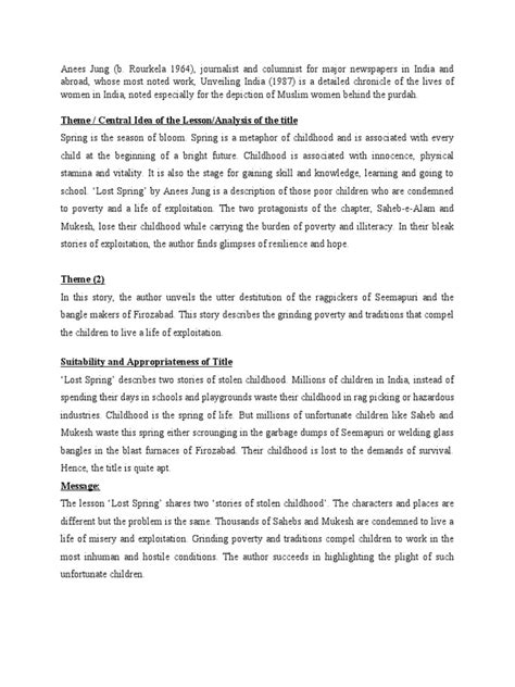 Image result for Lost Spring Lesson Plan