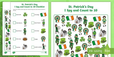 St. Patrick's Day I Spy and Count Activity to 10