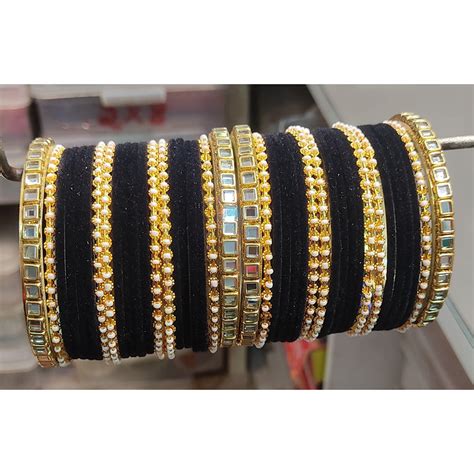 Lucentarts Jewellery Thread And Kundan Stone Gold Plated Bangles Set ...