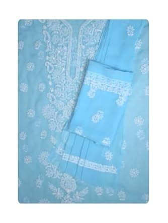 Buy Ada Hand Embroidered Lucknowi Chikankari Unstitched Georgette Dress ...