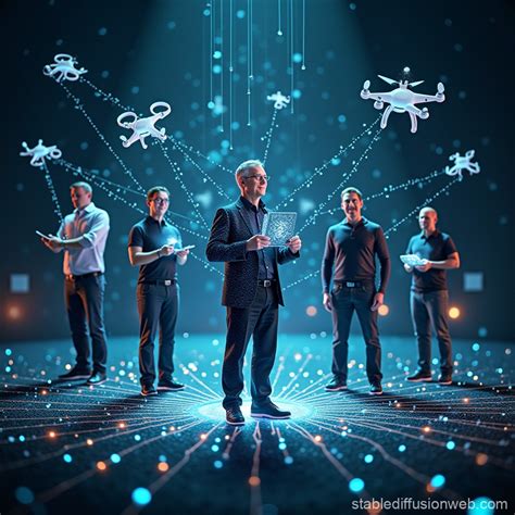 Futuristic Innovators Connected by Technology | Stable Diffusion Online