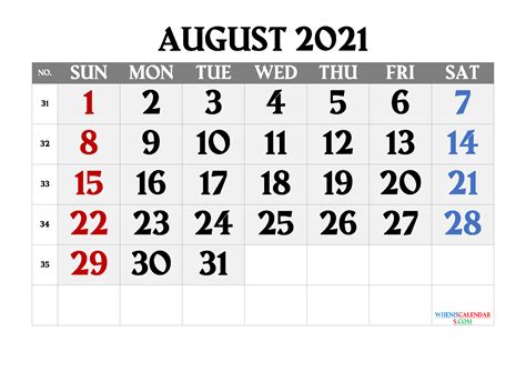 Printable August 2021 Calendar | Template M21Amagro3 | Calendar printables, Printables, 2021 ...