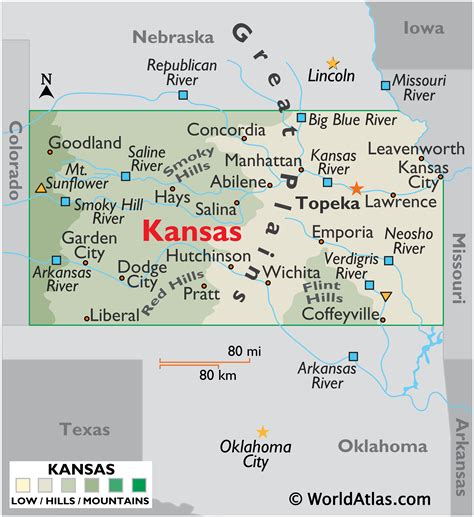 Kansas Map / Geography of Kansas/ Map of Kansas - Worldatlas.com