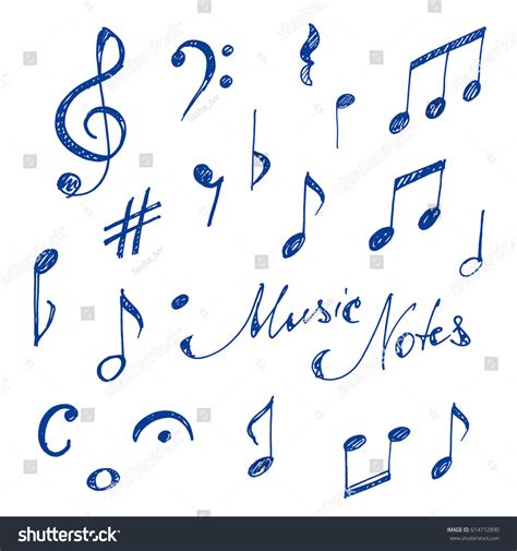 Hand Drawn Music Notes Set Sketch Stock Vector (Royalty Free) 614712890 ...