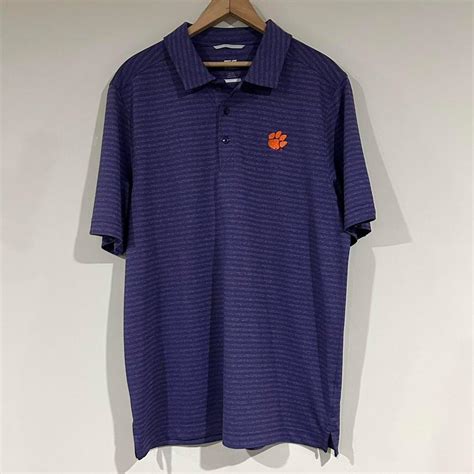 Cutter & Buck Clemson Tigers Striped Polo Shirt L -... - Depop