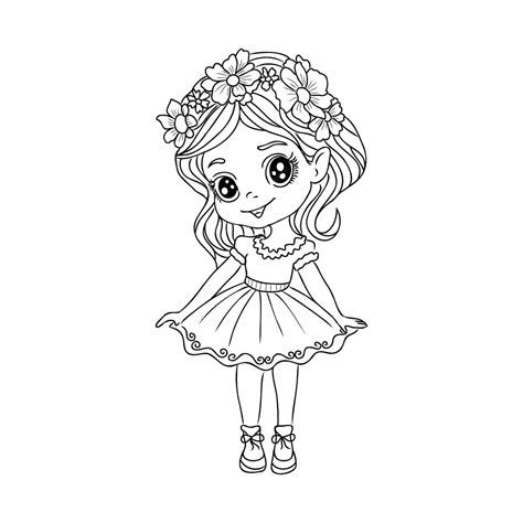 Premium Vector | Cute girls coloring pages for kids cartoon girl ...