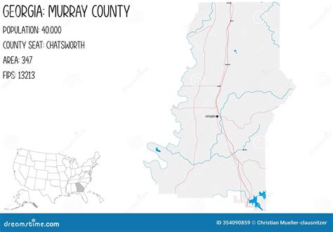 Map Of Murray County In Georgia State On White Background. Single ...
