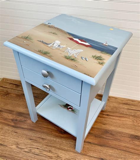 Beach End Table Ocean End Table Painted Beach Furniture | Etsy