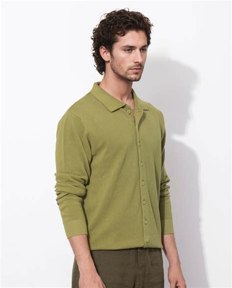 Rare Rabbit Men's Alias-N Flouroscent Green Cotton Fabric Full Sleeve