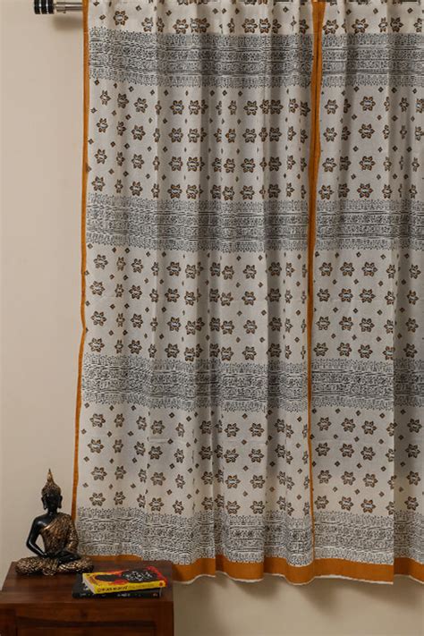 Sootisyahi 'Sparkling Stars' Handblock Printed Voile Cotton Curtain ...
