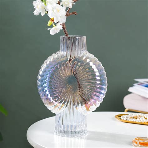 Shimmer Shell Design Glass Vase Large Online - Premium Vase | Nestasia