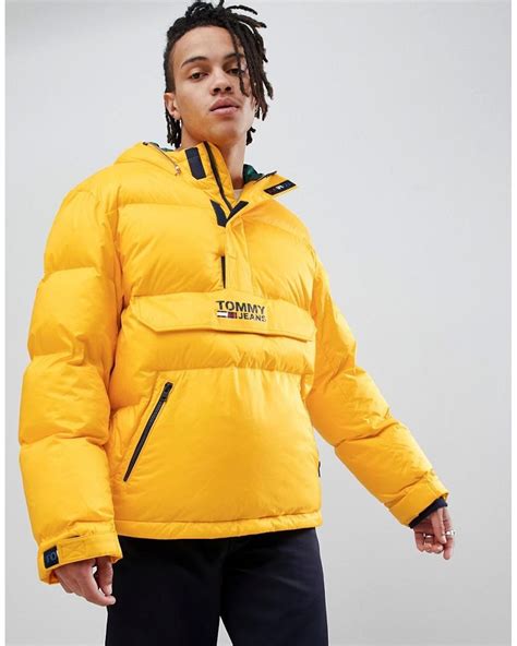 Tommy Hilfiger Hooded Down Overhead Puffer Jacket In Yellow for Men ...