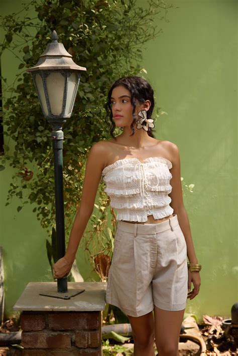 White Smocking Tube Top