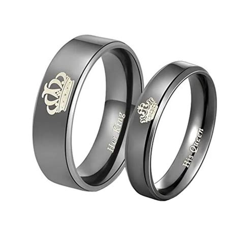 Grahakji His or Hers Matching Set His Queen Her King Titanium Stainless ...