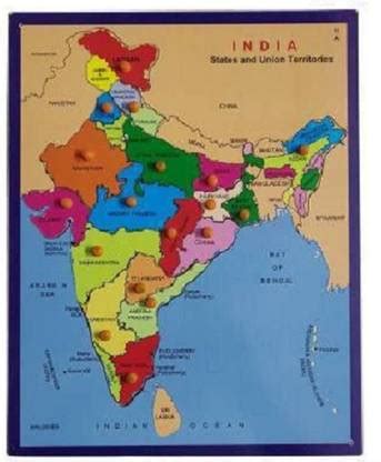 DawnRays Large Size Wooden Map of India Puzzle Map With States ...
