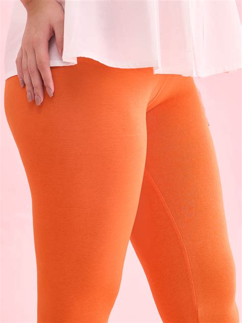 Light Orange Cotton Stretch Ankle Length Leggings – Go Colors India