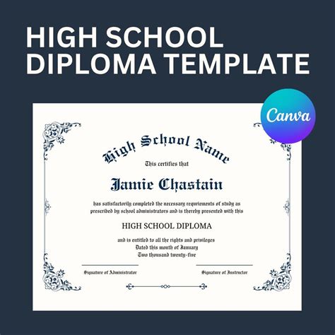 High School Diploma Template Canva Template Certificated Homeschool HS ...