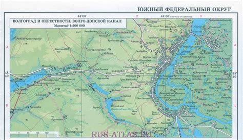 Карта Волго-Донского канала. Подробная физическая карта Волго-Донской ...