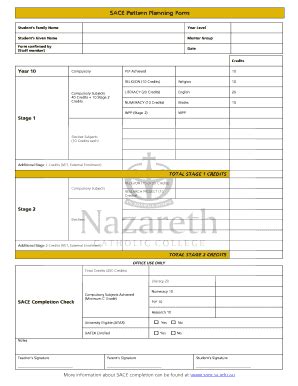 SACE Pattern Planning Form - Blank Fillable Template | Fill Out, Print ...