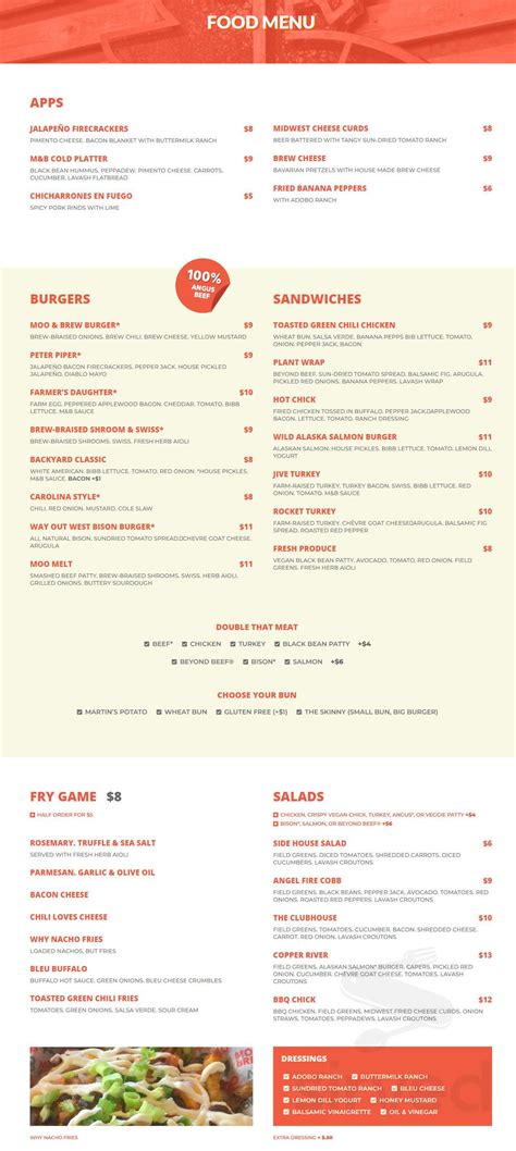 Moo & Brew menu in Charlotte, North Carolina, USA