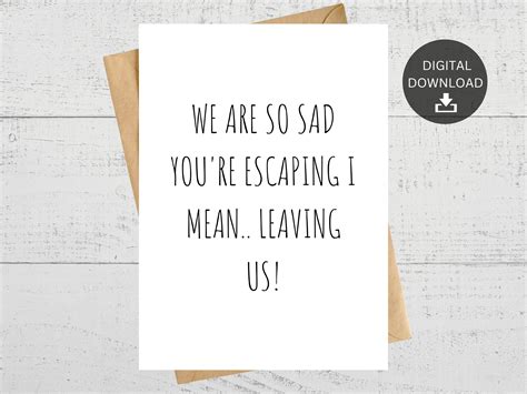 We're so Sad Your Leaving Funny Printable Goodbye Card for Co-worker, Farewell Gift, Retirement ...