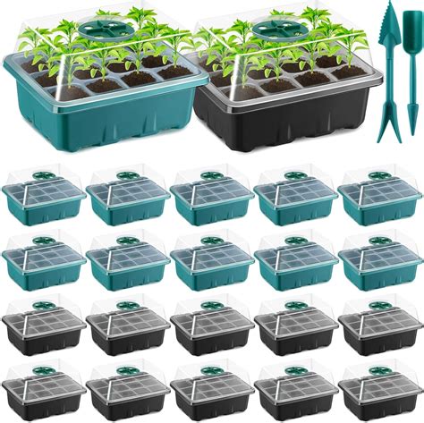 Amazon.com : Ziliny 40 Pack 480 Cells Seed Starter Tray with Dome Seed ...