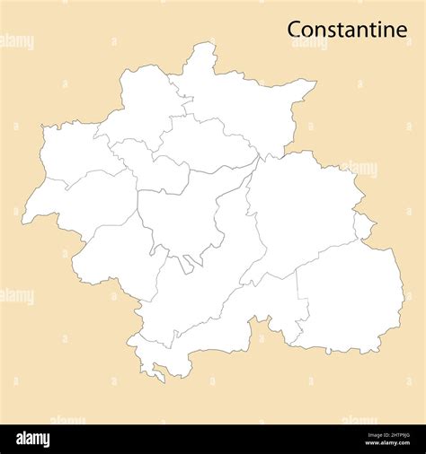 High Quality map of Constantine is a province of Algeria, with borders of the districts Stock ...