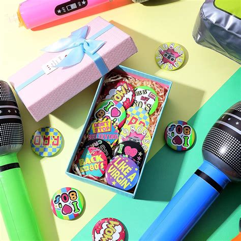 Buy 36 Pieces 80's Party Buttons 80s Accessories for Women 80s Pins for ...