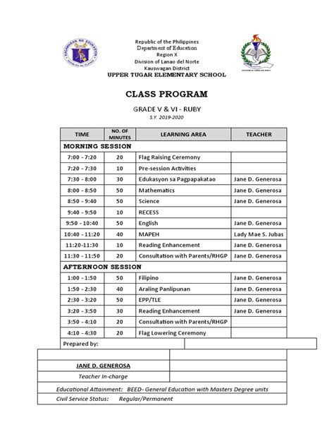 Image result for Sample Class Program for New Normal Grade 6