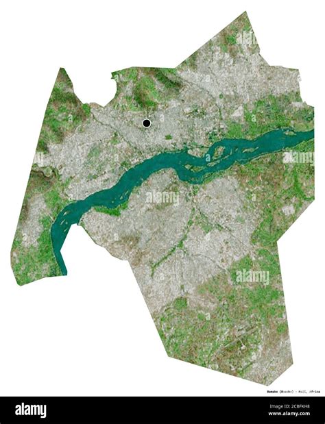 Shape of Bamako, district of Mali, with its capital isolated on white ...