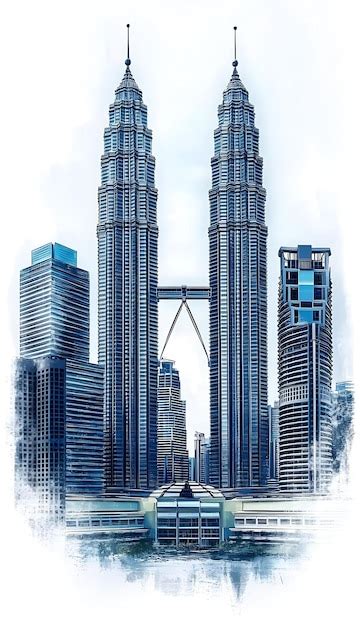 Illustration of petronas twin towers kuala lumpur malaysia | Premium AI ...