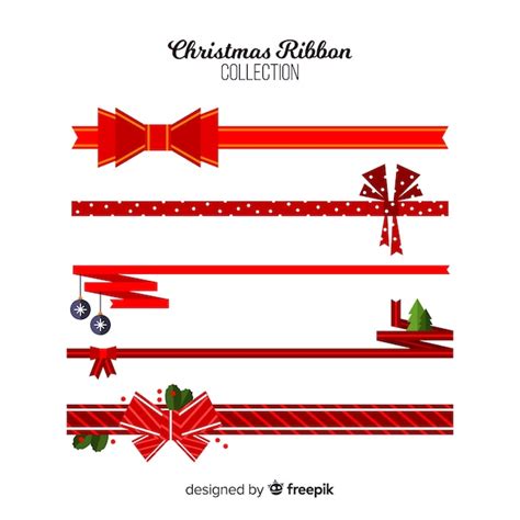 Lovely christmas ribbon collection with flat design | Free Vector