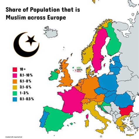 Share of Muslim Population in Europe. With a... - Maps on the Web