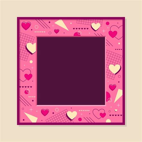 Flache Valentinstag-Fotorahmen-Vorlage | Kostenlose Vektor