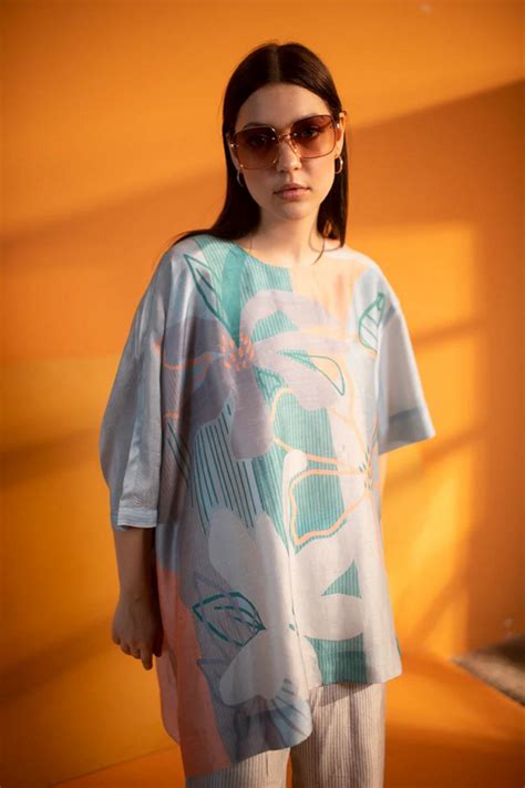 Clos - Blue Abstract Geometric Tunics Set - Elahe