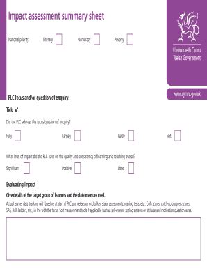 Fillable Online learning gov Impact assessment summary sheet - Learning ...