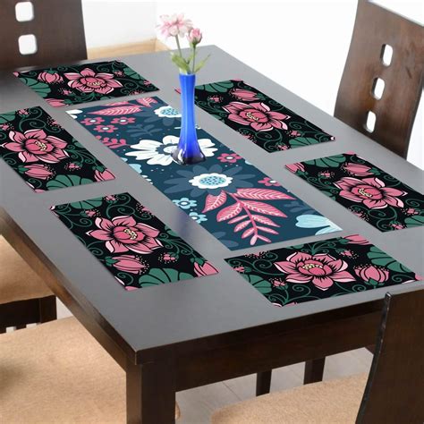 Buy TheYaYaCafe 6 Table Mats and Runner Set for Dining Table (1 Table ...