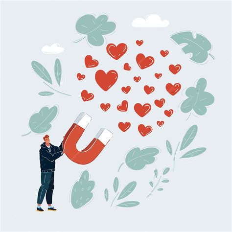 Cartoon vector illustration of man with big giant magnet to attract ...