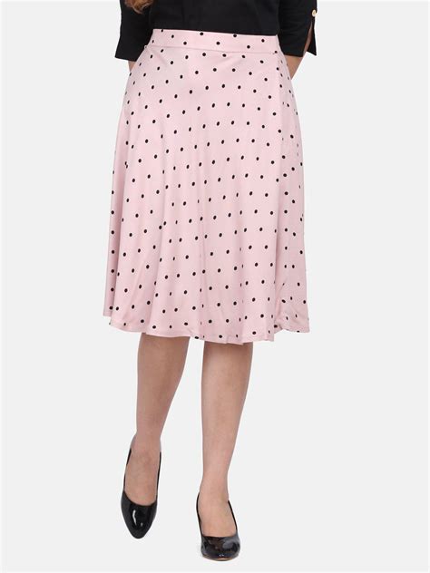 Buy Blush Pink Rayon Polka Dot Skirt - Skirt For Women | Power Sutra