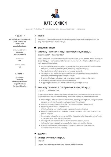 Guide: Veterinary Technician Resume [+ 12 Samples ] | PDF | 2019